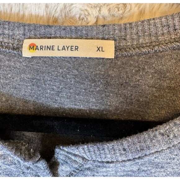 Marine Layer Shirt Men's Size XL Pullover Henley Heather Blue Gray Long Sleeve - Picture 4 of 9